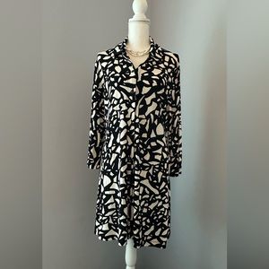 CHICO’s WOMENS SIZE 2 Black & Ecru/White TRAVELERS Jacket Dress